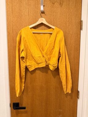 Women's Mustard Yellow Wrap Crop Top